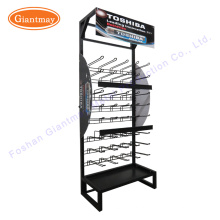 floor standing metal battery hanging for retail shop display stand with hooks